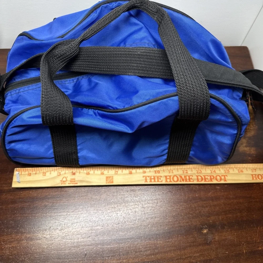 VTG Nike 90s Blue Black Gym Bag  Athletic Performance Nylon Made in Korea Retro